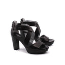 Sandalo donna in vera pelle con tacco