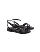 Sandalo flat da donna in vera pelle