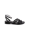 Sandalo flat da donna in vera pelle