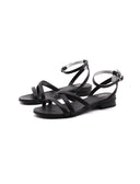 Sandalo flat da donna in vera pelle