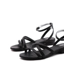 Sandalo flat da donna in vera pelle