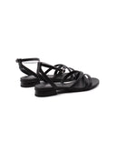 Sandalo flat da donna in vera pelle