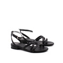Sandalo flat da donna in vera pelle