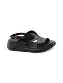 Sandalo zeppa in pelle morbida da donna