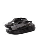 Sandalo zeppa in pelle morbida da donna