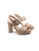Sandalo in pelle con tacco alto donna