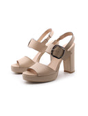 Sandalo in pelle con tacco alto donna