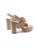 Sandalo in pelle con tacco alto donna