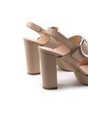 Sandalo in pelle con tacco alto donna