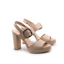Sandalo in pelle con tacco alto donna