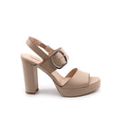 Sandalo in pelle con tacco alto donna