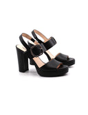 Sandalo in pelle con tacco alto donna