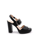 Sandalo in pelle con tacco alto donna
