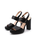 Sandalo in pelle con tacco alto donna