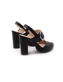 Sandalo in pelle con tacco alto donna