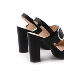 Sandalo in pelle con tacco alto donna
