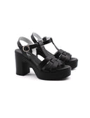 Sandalo con tacco alto e plateau donna