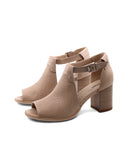 Sandalo open toe in vera pelle da donna