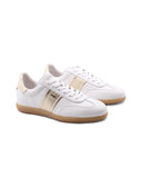 Sneaker in pelle con dettagli oro donna