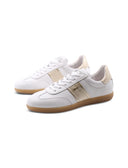 Sneaker in pelle con dettagli oro donna