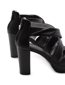sandalo nero con tacco e plateau donna