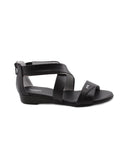 Sandalo nero in pelle con zip da donna
