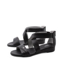 Sandalo nero in pelle con zip da donna