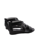 Sandalo nero in pelle con zip da donna