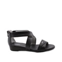 Sandalo nero in pelle con zip da donna