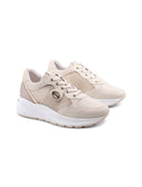 Sneaker in pelle e tessuto traforato