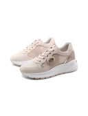 Sneaker in pelle e tessuto traforato