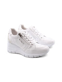 Sneaker zeppa in pelle con zip laterale