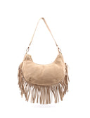 Borsa scamosciata con frange da donna