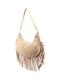 Borsa scamosciata con frange da donna