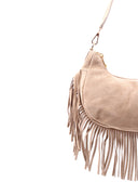 Borsa scamosciata con frange da donna