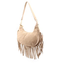 Borsa scamosciata con frange da donna