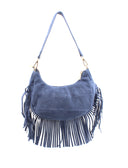 Borsa scamosciata con frange da donna