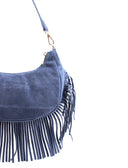 Borsa scamosciata con frange da donna