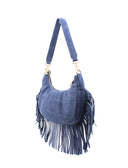 Borsa scamosciata con frange da donna