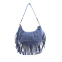 Borsa scamosciata con frange da donna