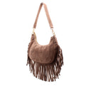 Borsa scamosciata con frange da donna