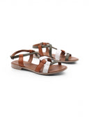 Sandalo basso in pelle da donna