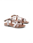 Sandalo basso in pelle da donna