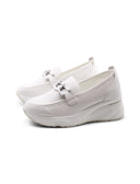 Mocassino bianco con zeppa da donna