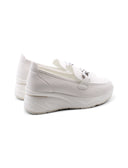 Mocassino bianco con zeppa da donna