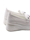 Mocassino bianco con zeppa da donna