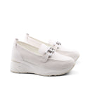 Mocassino bianco con zeppa da donna