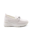 Mocassino bianco con zeppa da donna