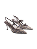 Slingback animalier con fibbie gioiello