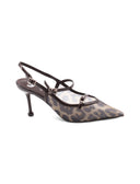 Slingback animalier con fibbie gioiello